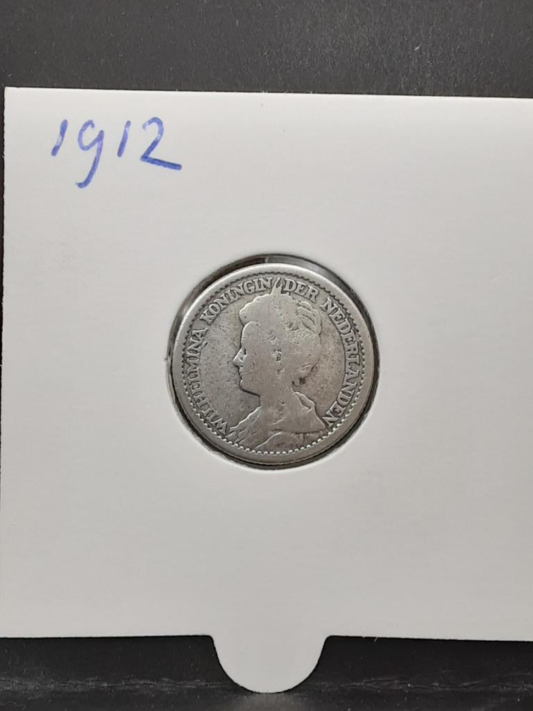 25 cent 1912 koningin Wilhelmina, Postzegels en Munten, Munten | Nederland, Zilver, 25 cent, Ophalen of Verzenden, Koningin Wilhelmina