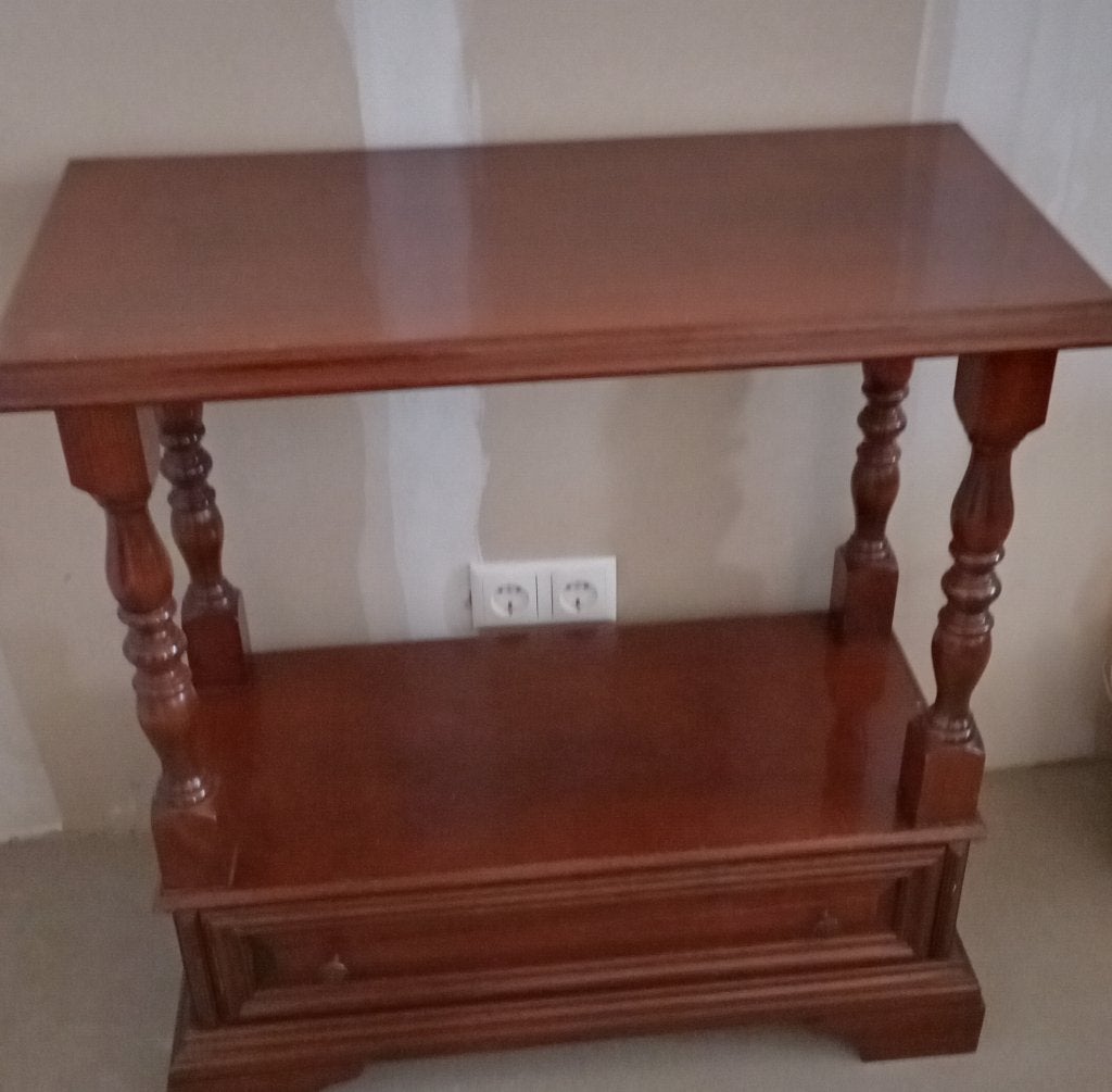 Massief mahonie houten tv of wandmeubel met lade., Ophalen, Gebruikt, 50 tot 100 cm, Minder dan 100 cm