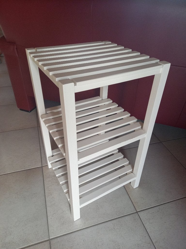 witte, houten, badkamer- of keuken-etagere/plantentafeltje, Huis en Inrichting, Woonaccessoires | Etagères, Ophalen of Verzenden