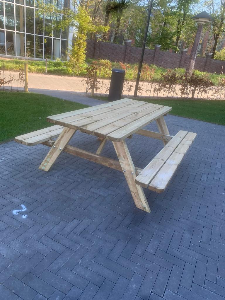 Stevige picknicktafels - nieuw en geïmpregneerd, Tuin en Terras, Picknicktafels, Nieuw, Ophalen of Verzenden, Inklapbaar, Rechthoekig