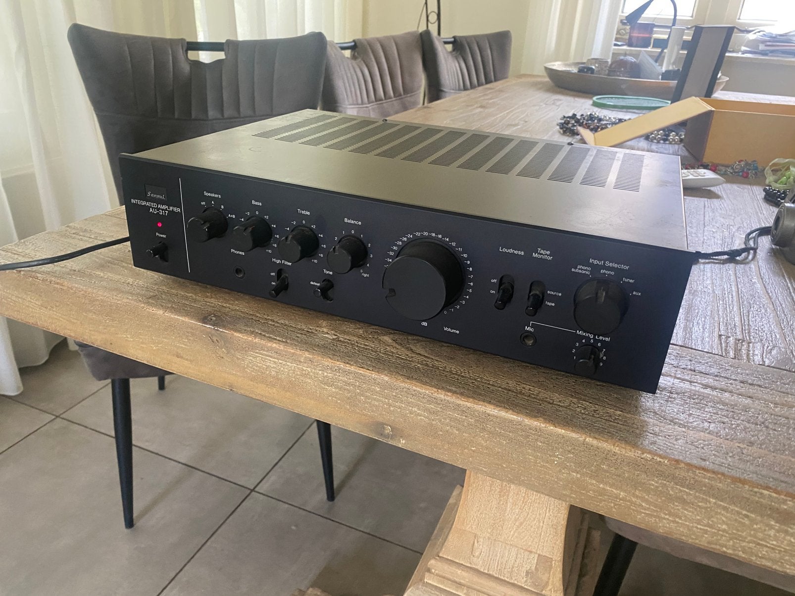 Vintage retro Sanui AU317 stereo versterker, Ophalen of Verzenden, Zo goed als nieuw, Minder dan 60 watt, Overige merken