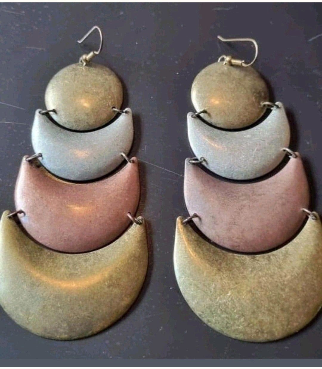 Lange licht metalen lange oorbellen, Ophalen of Verzenden, Gebruikt, Overige materialen, Hangers