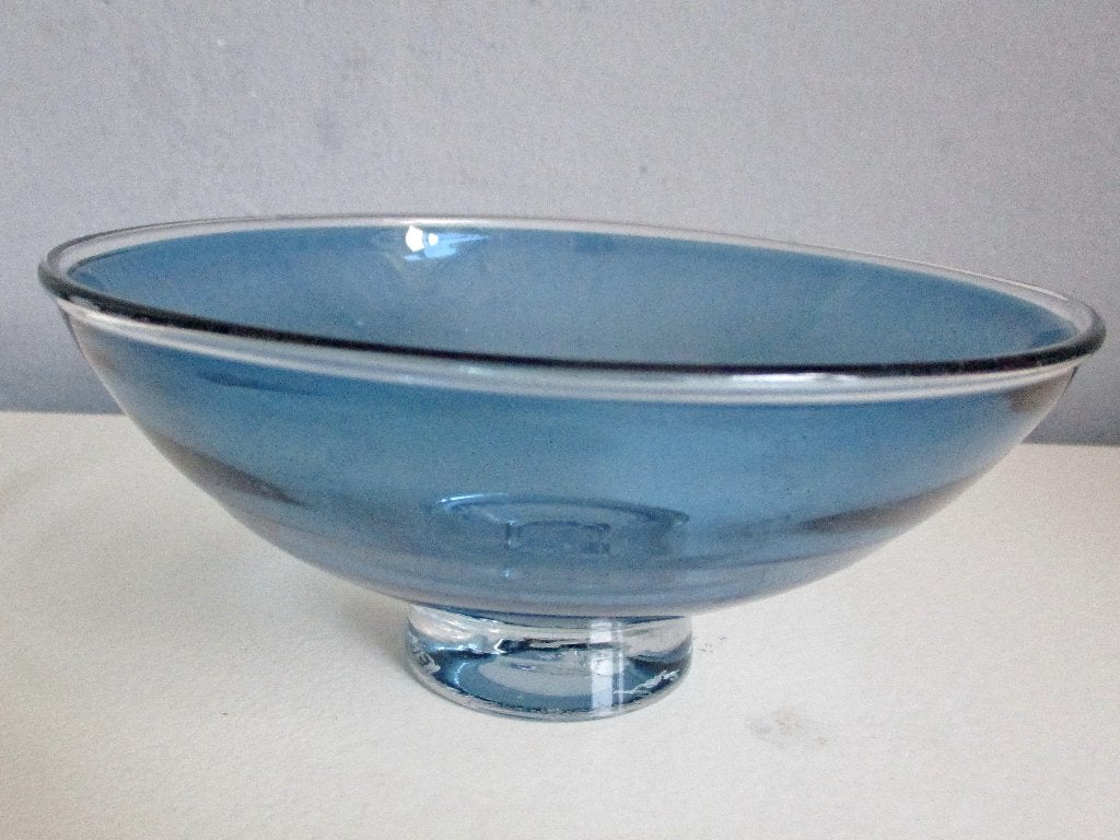 Schaaltje blauw glas bonbonnière met voet, Ophalen of Verzenden