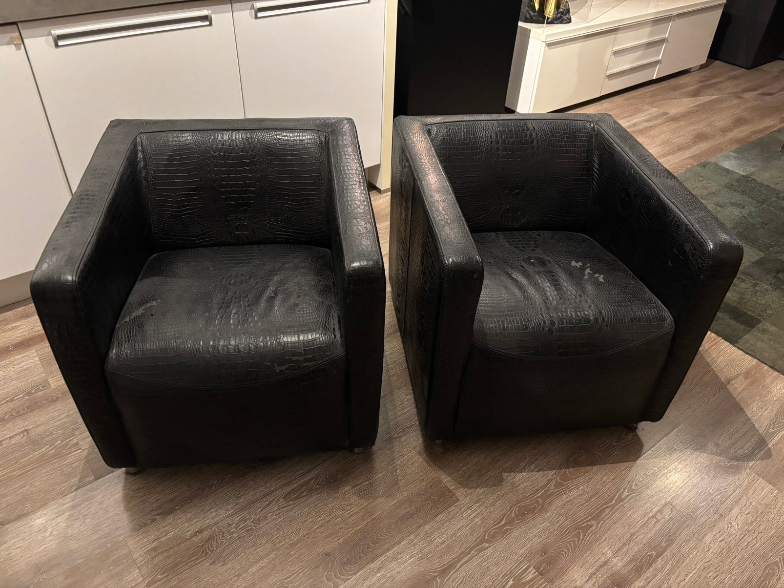 Kuipstoelen x2 zeart croco print, Ophalen, Zo goed als nieuw