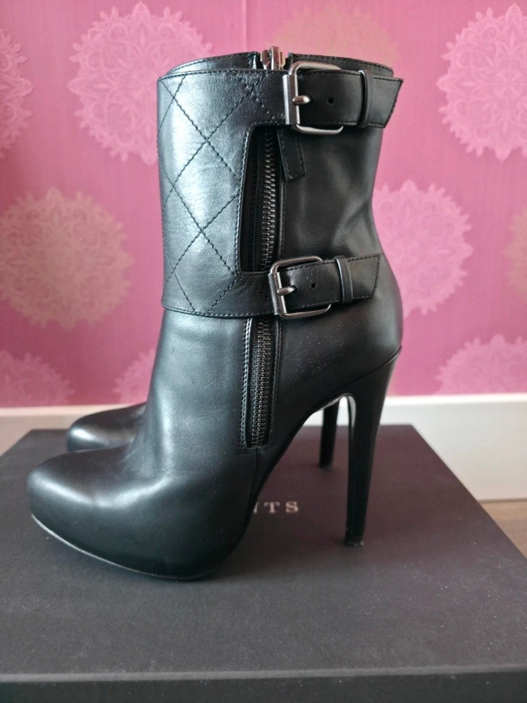 All Saints zwart leren laarzen met doos ZGAN maat 38, Hoge laarzen, Verzenden, Zwart, All saints