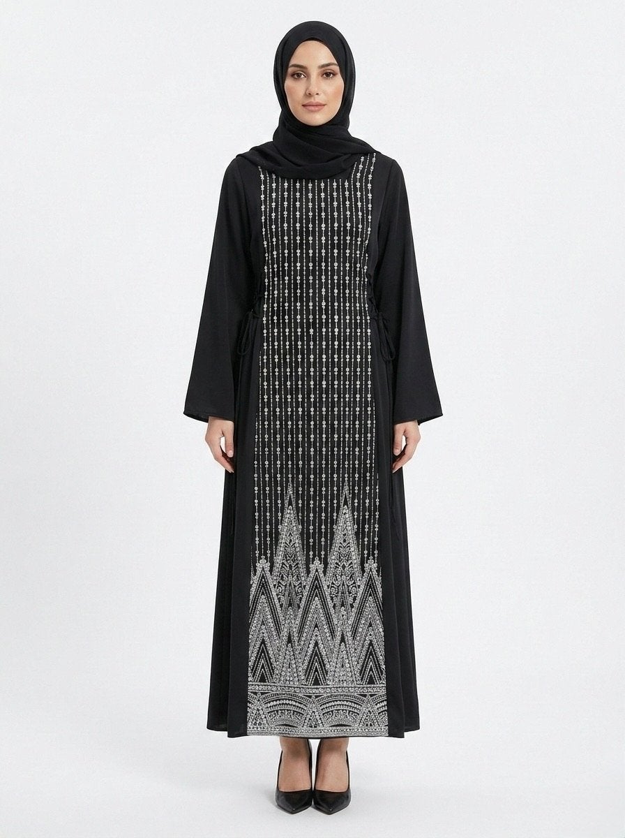 Elegante Abaya met Borduurwerk - Diverse Maten, Zwart, Nieuw, Ophalen of Verzenden, Maat 36 (S)