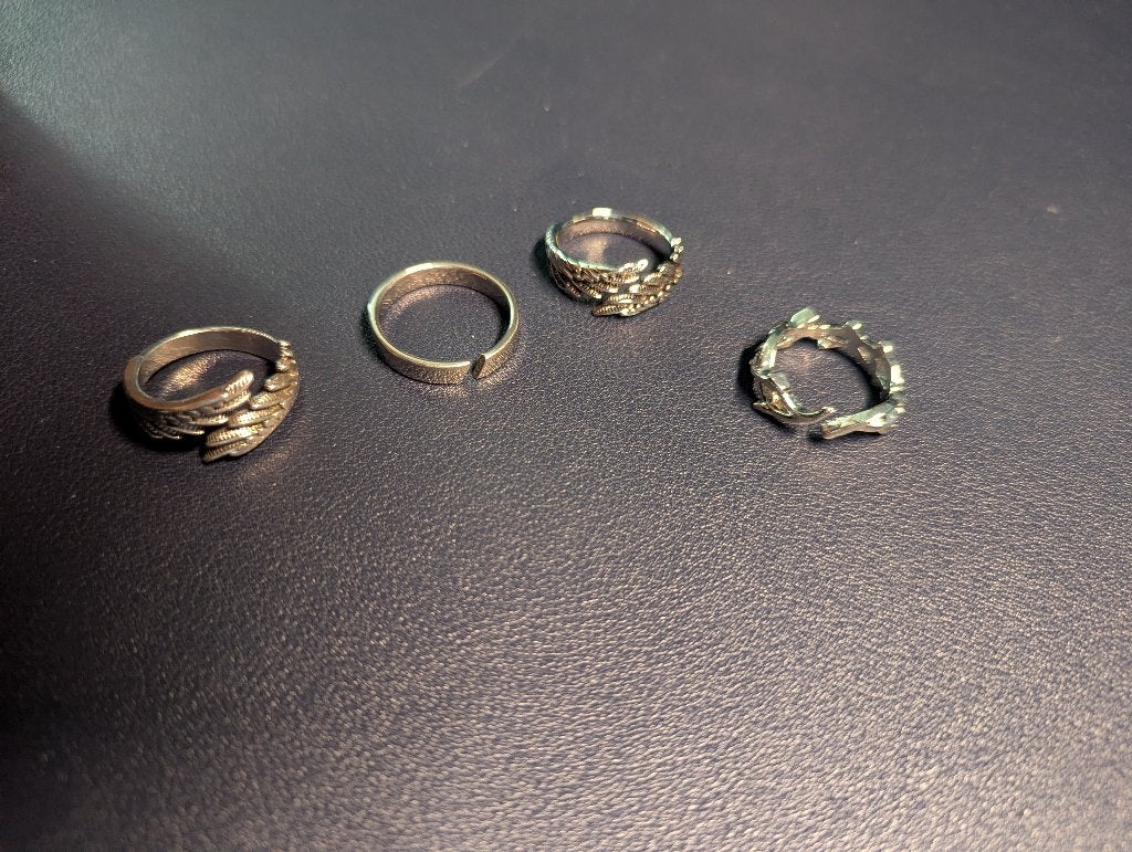 3 verstelbare ringen – gothic en minimalistisch – nieuw, Nieuw, Dame of Heer, Zilver, IJzer of Staal