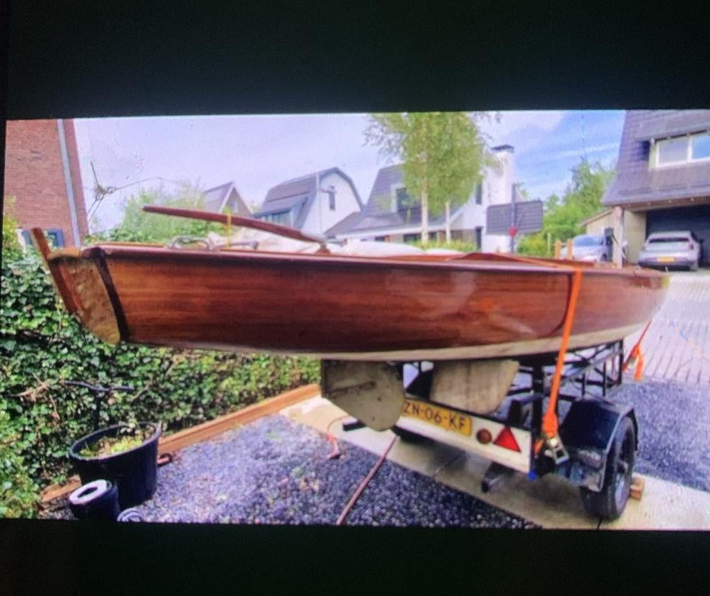 mahoniehouten zeilboot, Watersport en Boten, Kajuitzeilboten en Zeiljachten, Ophalen of Verzenden, Gebruikt, Hout, Benzine