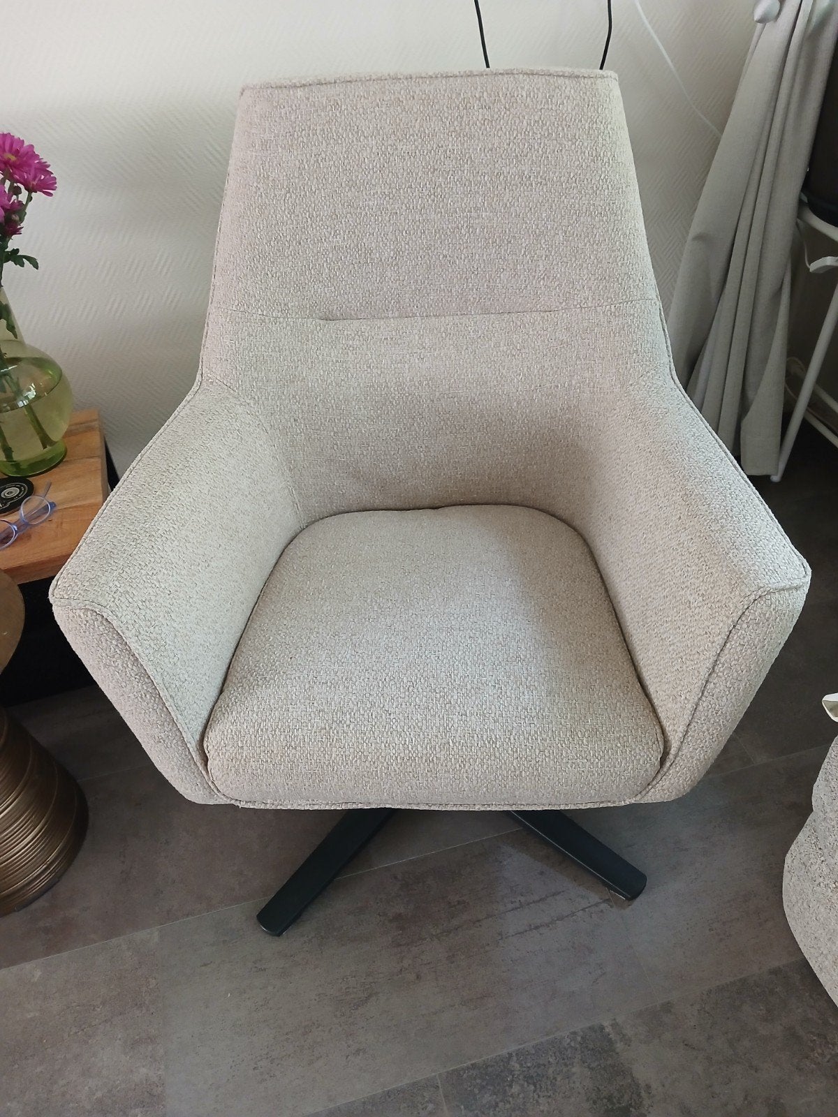 draaifauteuil Nilesto zandkleur, Huis en Inrichting, Fauteuils, Ophalen, Zo goed als nieuw, 50 tot 75 cm