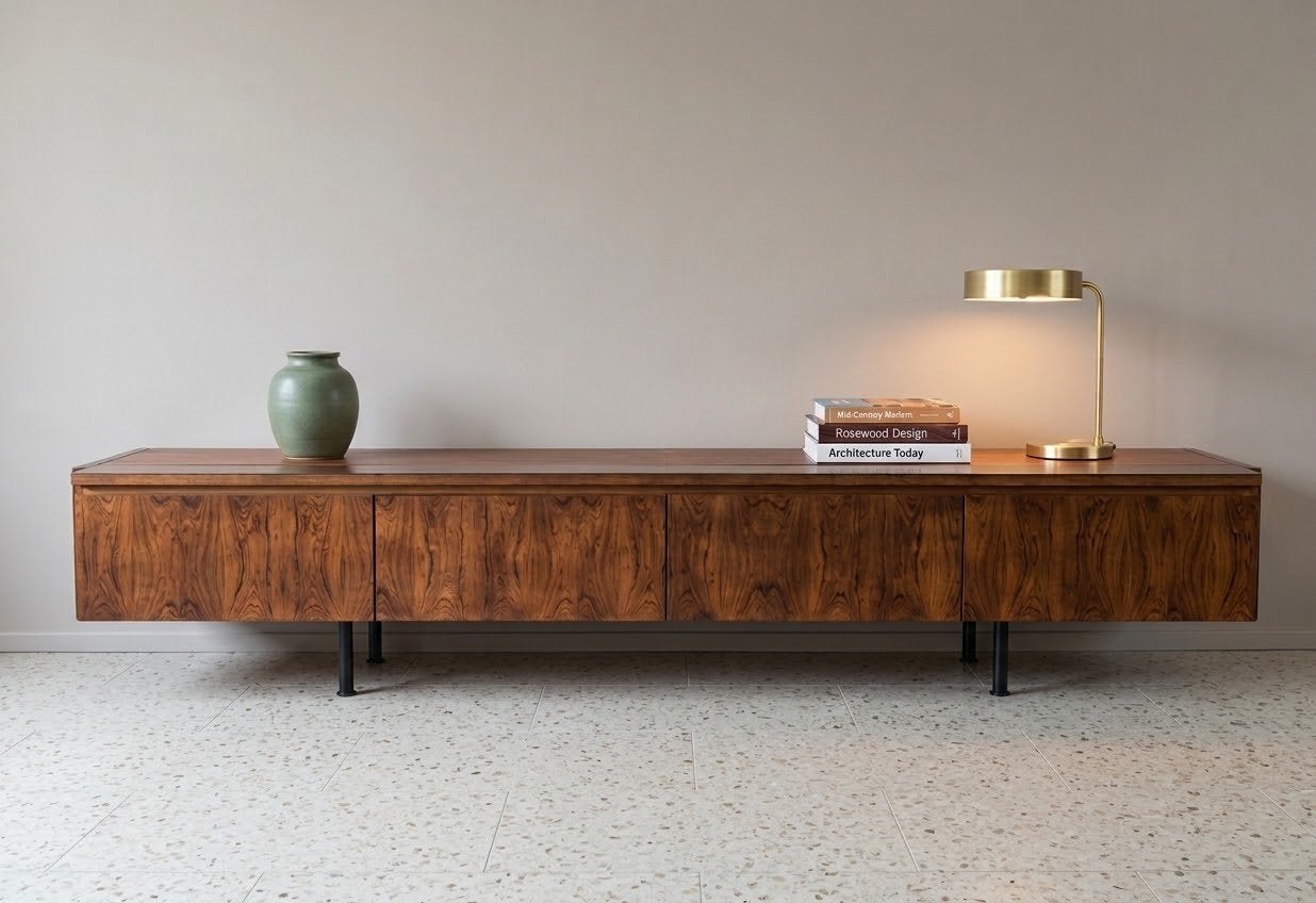 Prachtige retro vintage dressoir kast, Huis en Inrichting, Ophalen, Gebruikt, 3 of 4 laden, 200 cm of meer