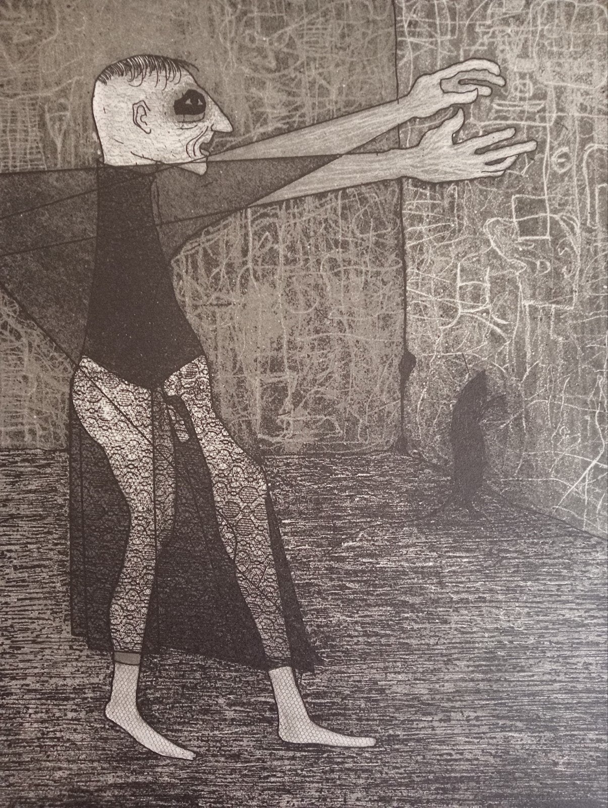 Harrie van Kruiningen prent Edgar Allan Poe, Ophalen of Verzenden, 1960 tot 1980, Gebruikt, Overige onderwerpen