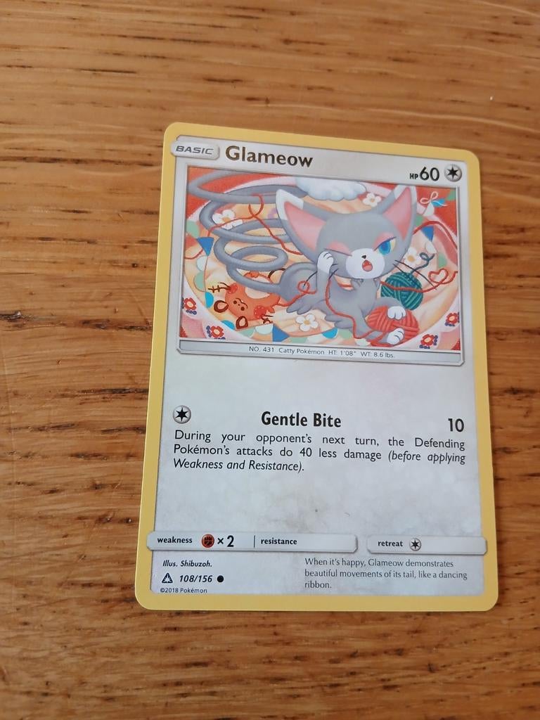 Pokémon Kaart Glameow 108/156 - Sun & Moon Ultra Prism, Hobby en Vrije tijd, Verzamelkaartspellen | Pokémon, Ophalen of Verzenden