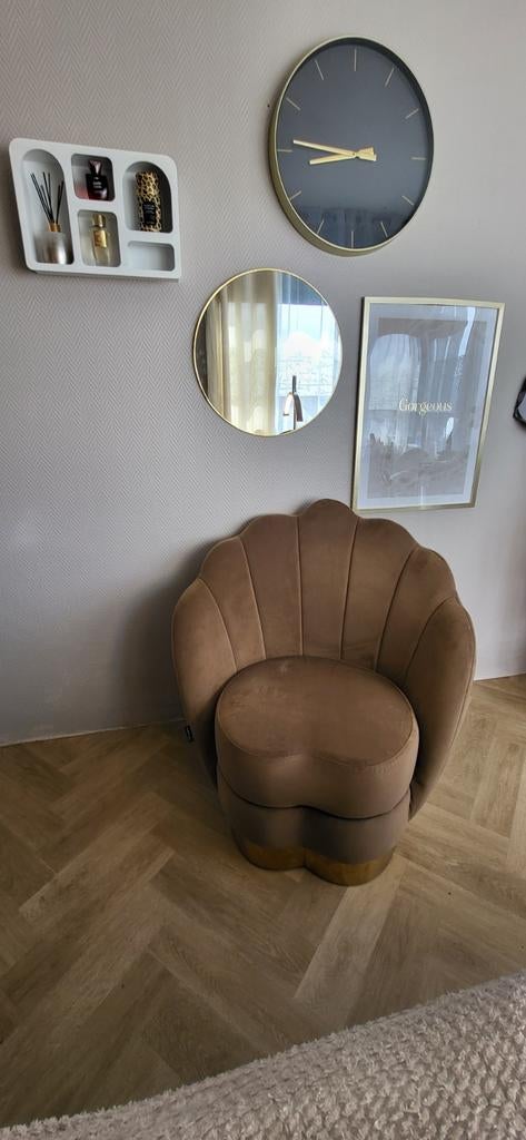 Dubbelman design velvet fauteuil – hotel chique – goud detai, Ophalen, 50 tot 75 cm