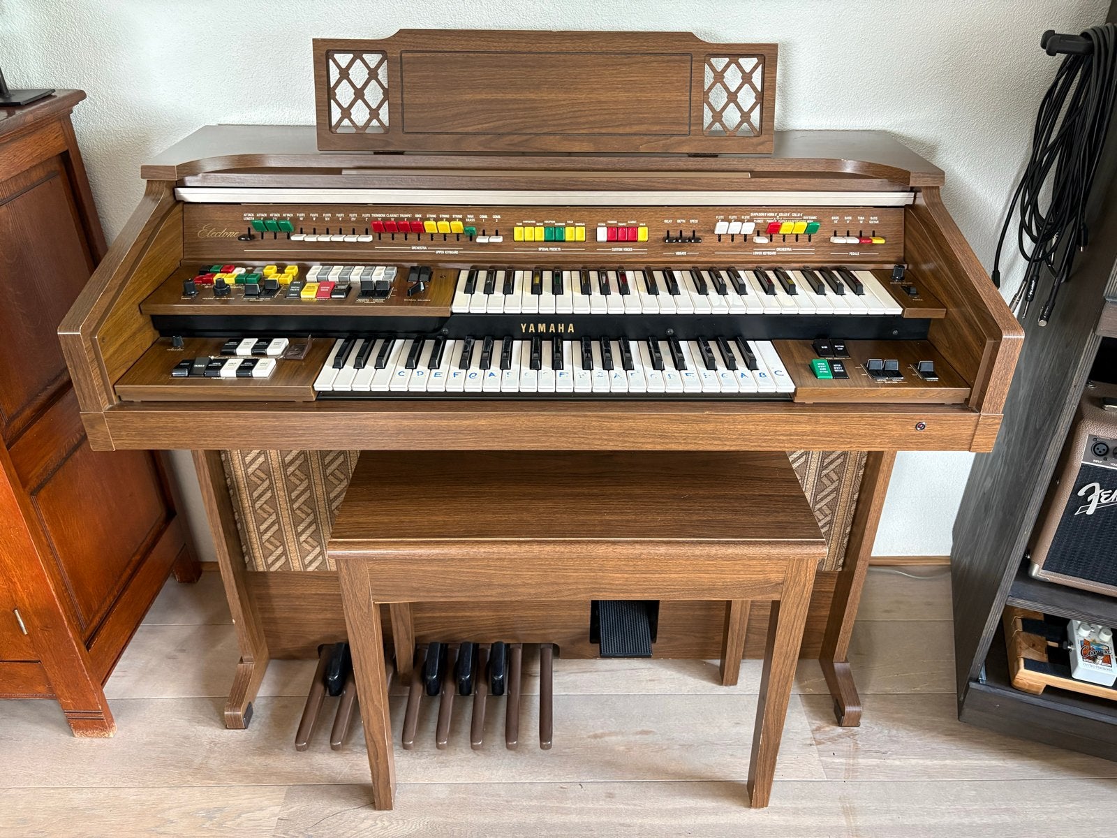 Yamaha Electone Orgel met Bankje - Vintage Geluid, Muziek en Instrumenten, Orgels, Ophalen, Gebruikt, 2 klavieren, Orgel