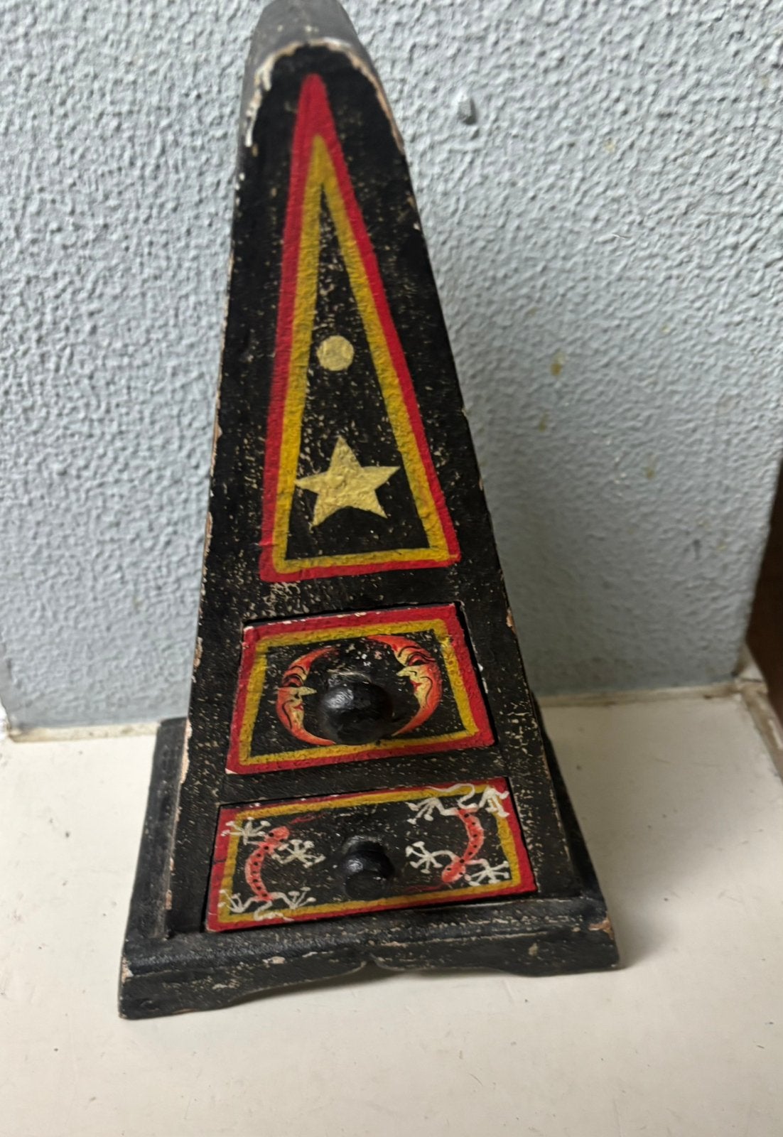 vintage/retro houten piramidevormig sieraden/opberg kastje, Ophalen of Verzenden