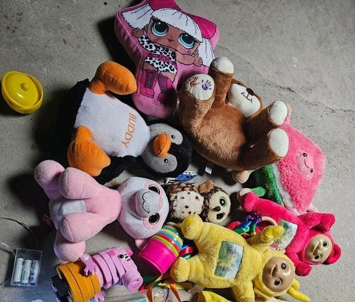 Grote partij speelgoed en knuffels, Kinderen en Baby's, Ophalen, Gebruikt, Overige merken, Met geluid