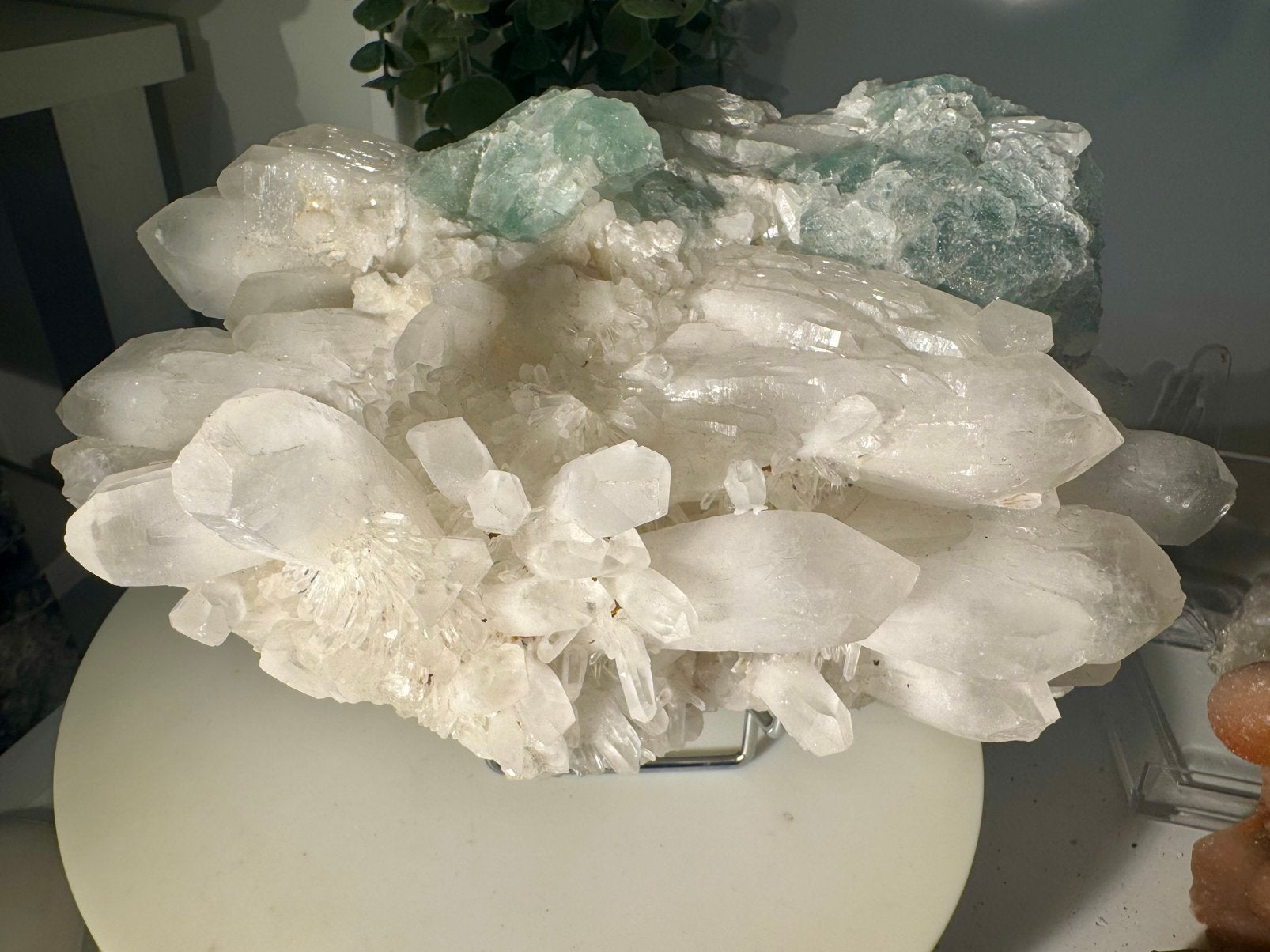 Kwarts met groene fluoriet Peru, Ophalen of Verzenden, Mineraal