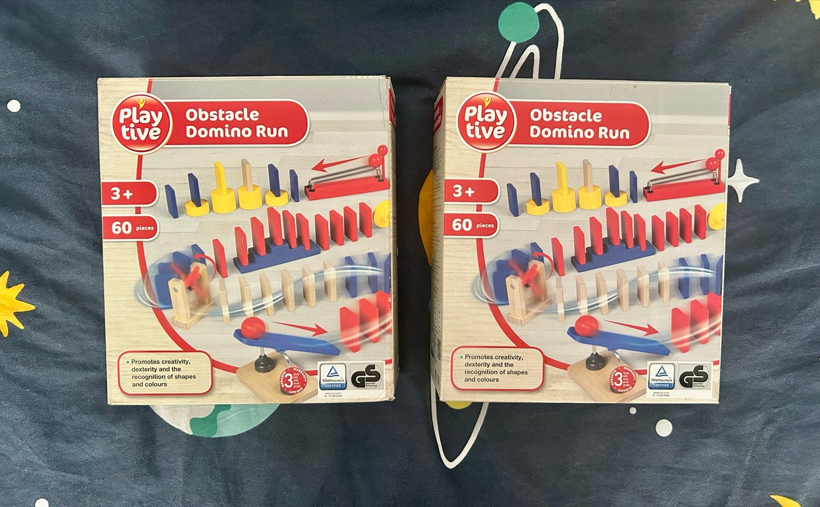 2x Houten Domino Set (Obstacle Run) - 120 onderdelen, Ophalen of Verzenden, Zo goed als nieuw, Bouwen
