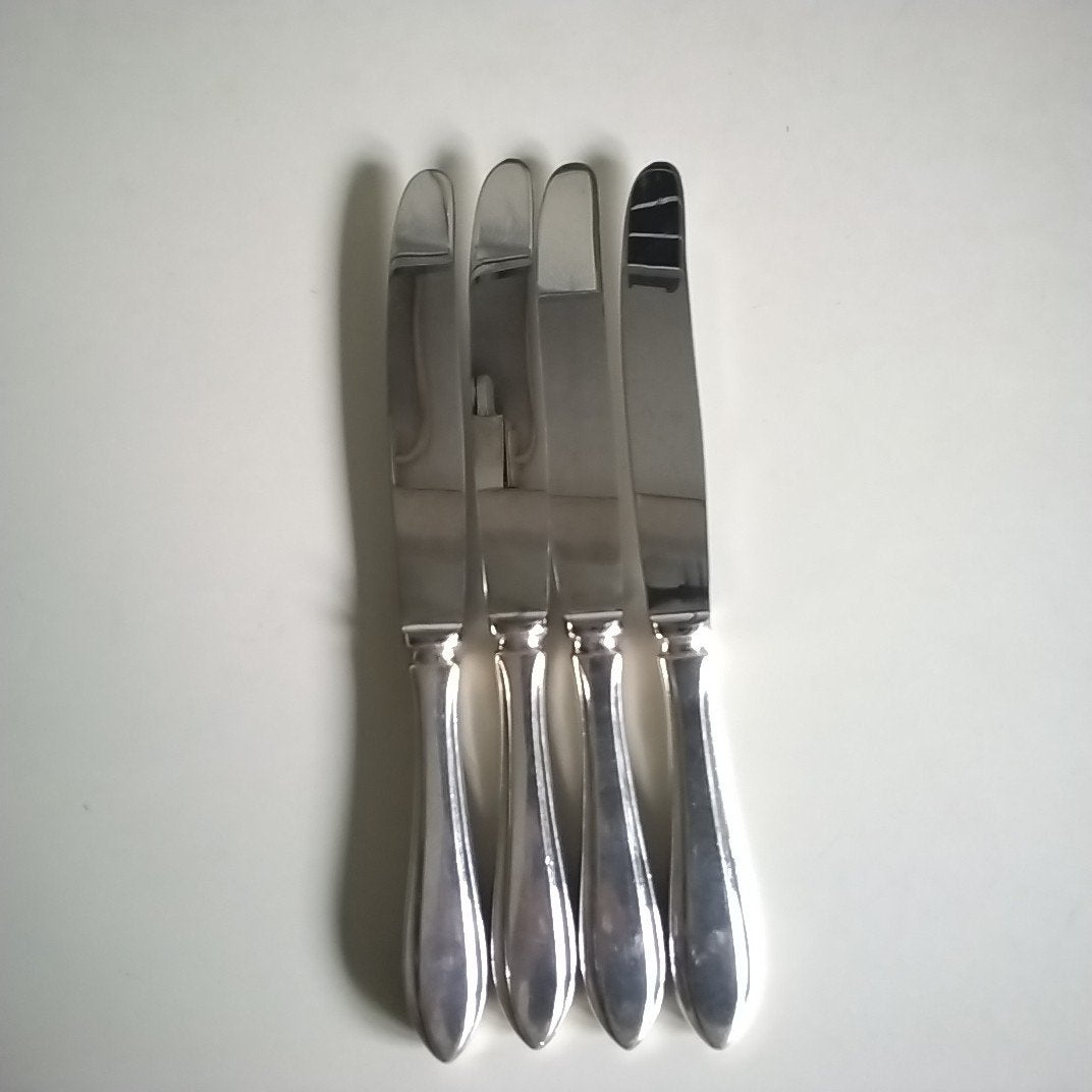 4 verzilverde dinermessen (90) nieuwpoort puntfilet, Ophalen of Verzenden, Zilver