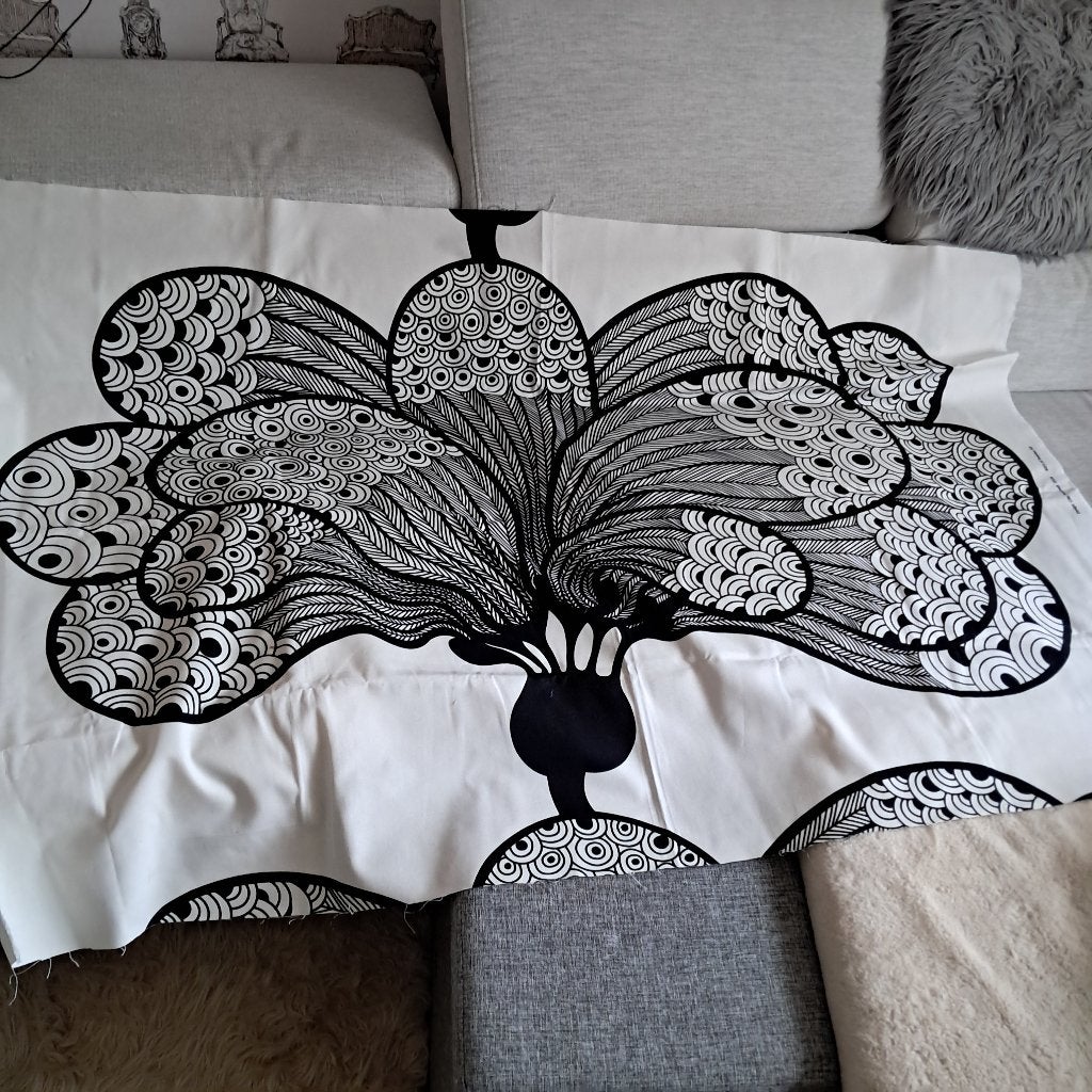 Vintage Ikea stof prachtig paneel Cilla Ramnek 2008 0508, Hobby en Vrije tijd, Stoffen en Lappen, 120 cm of meer, Zwart, Nieuw