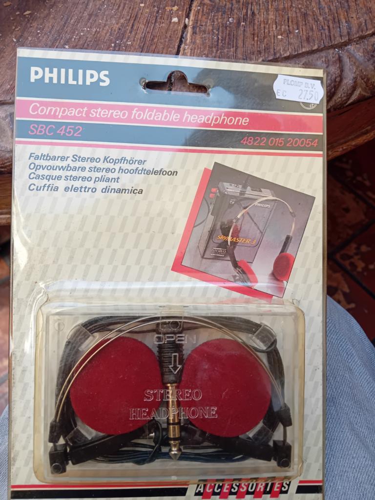 Vintage philips SBC 452 Stereo Walkman koptelefoon 80's, Ophalen of Verzenden, Nieuw, Op oor (supra aural), Philips