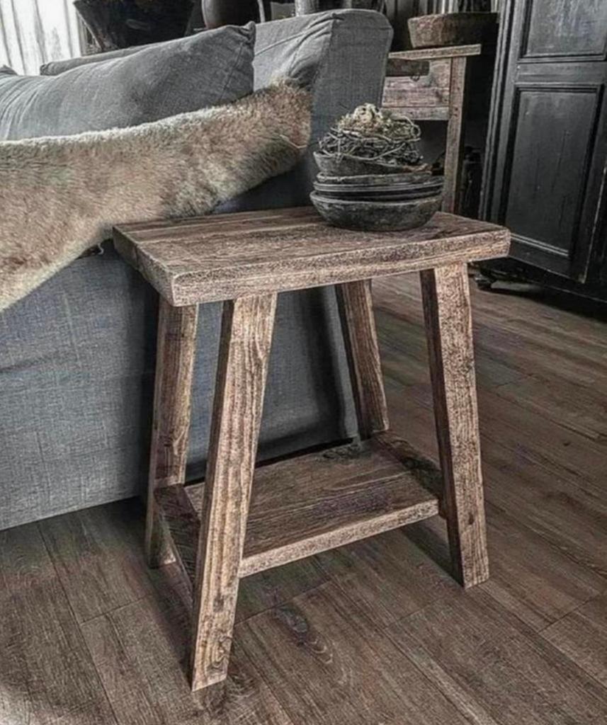 ~Stoer Sober Landelijk Houten Krukje/Bijzettafeltje~, Ophalen of Verzenden, Nieuw