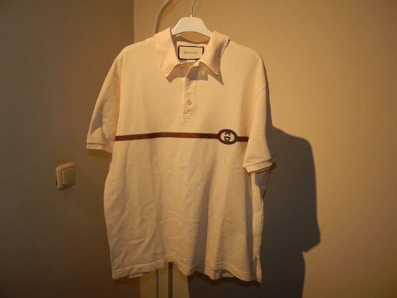 Gucci room kleur polo rood groen stiksel vlecht merklogo M, Kleding | Heren, Polo's, Overige kleuren, Verzenden, Maat 56/58 (XL)
