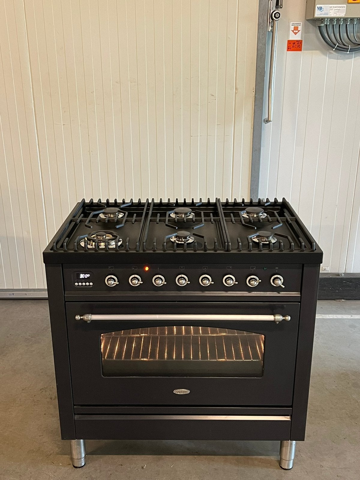 Luxe Boretti fornuis 6 pits - nostalgisch 9060 cm, 60 cm of meer, Grill, Zo goed als nieuw, Inbouw