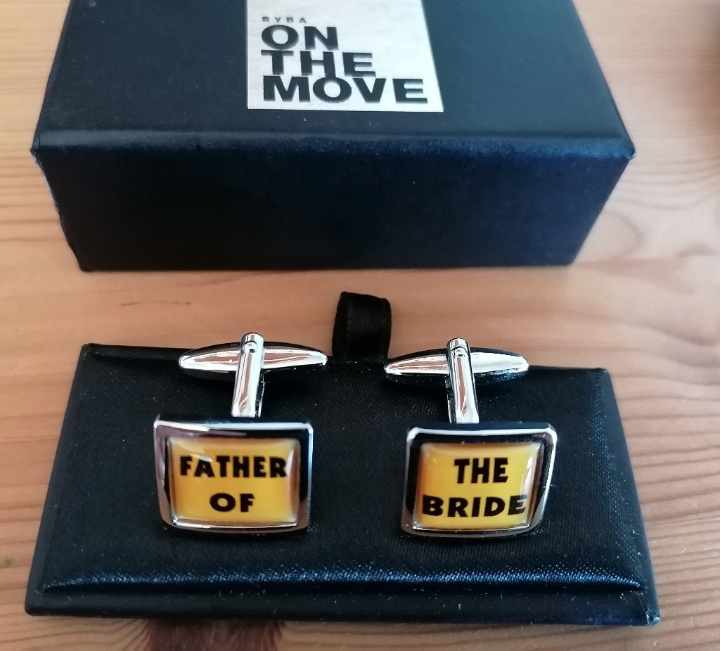 Manchetknopen (2 paar) - Father of the Bride & Brushed steel, Sieraden, Tassen en Uiterlijk, Manchetknopen, Verzenden, Zo goed als nieuw