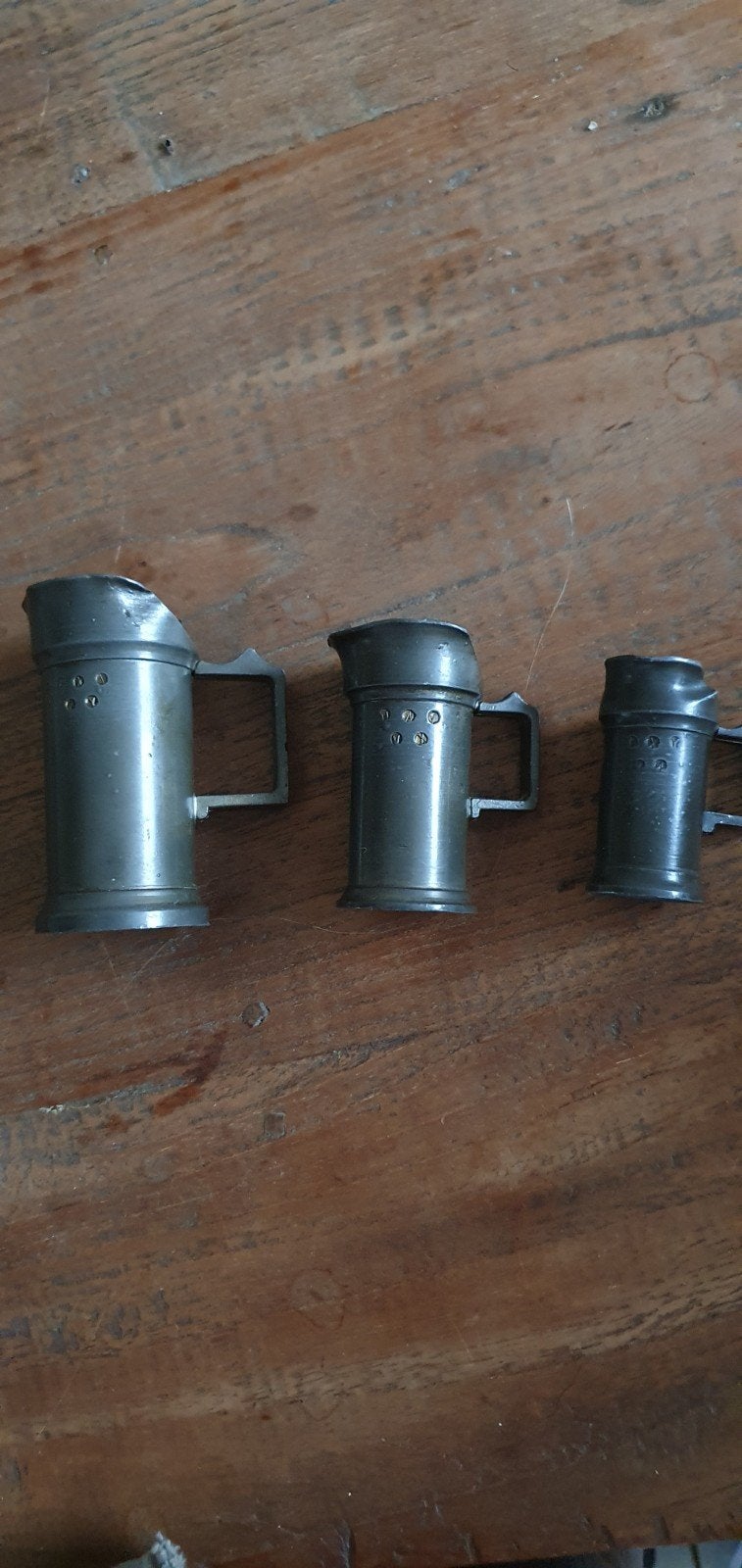 3 tinnen kannetjes, Ophalen of Verzenden