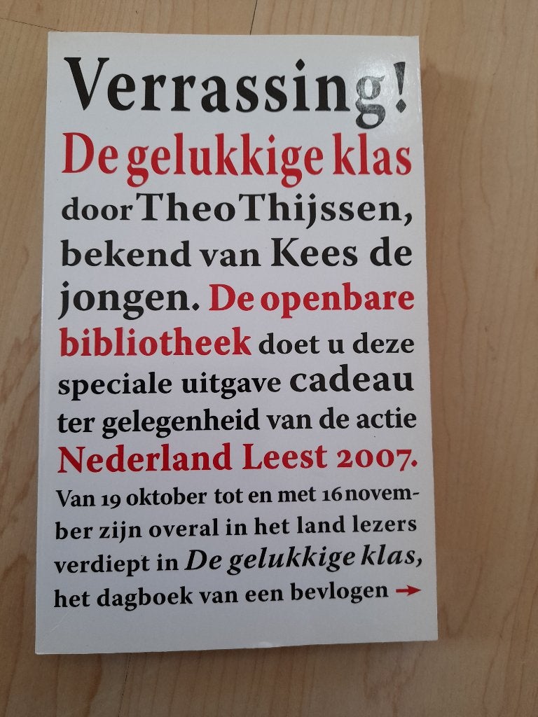 DE GELUKKIGE KLAS Theo Thijssen, Ophalen of Verzenden, Zo goed als nieuw