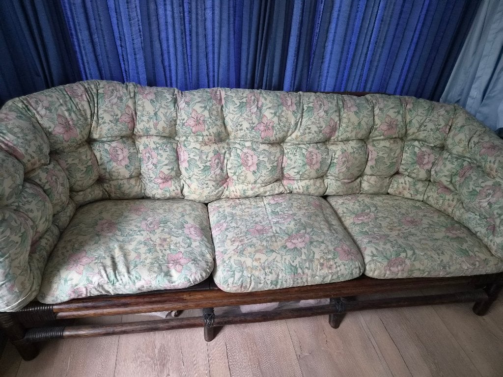 Manou 3-zitsbank 70's vintage, Gebruikt, Minder dan 75 cm, 150 tot 200 cm, Driepersoons