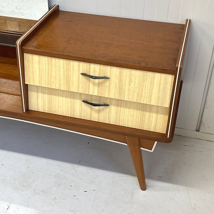 Vintage mid-century kaptafel toilettafel lowboard jaren 60, Ophalen, Overige materialen, Gebruikt, 100 tot 150 cm