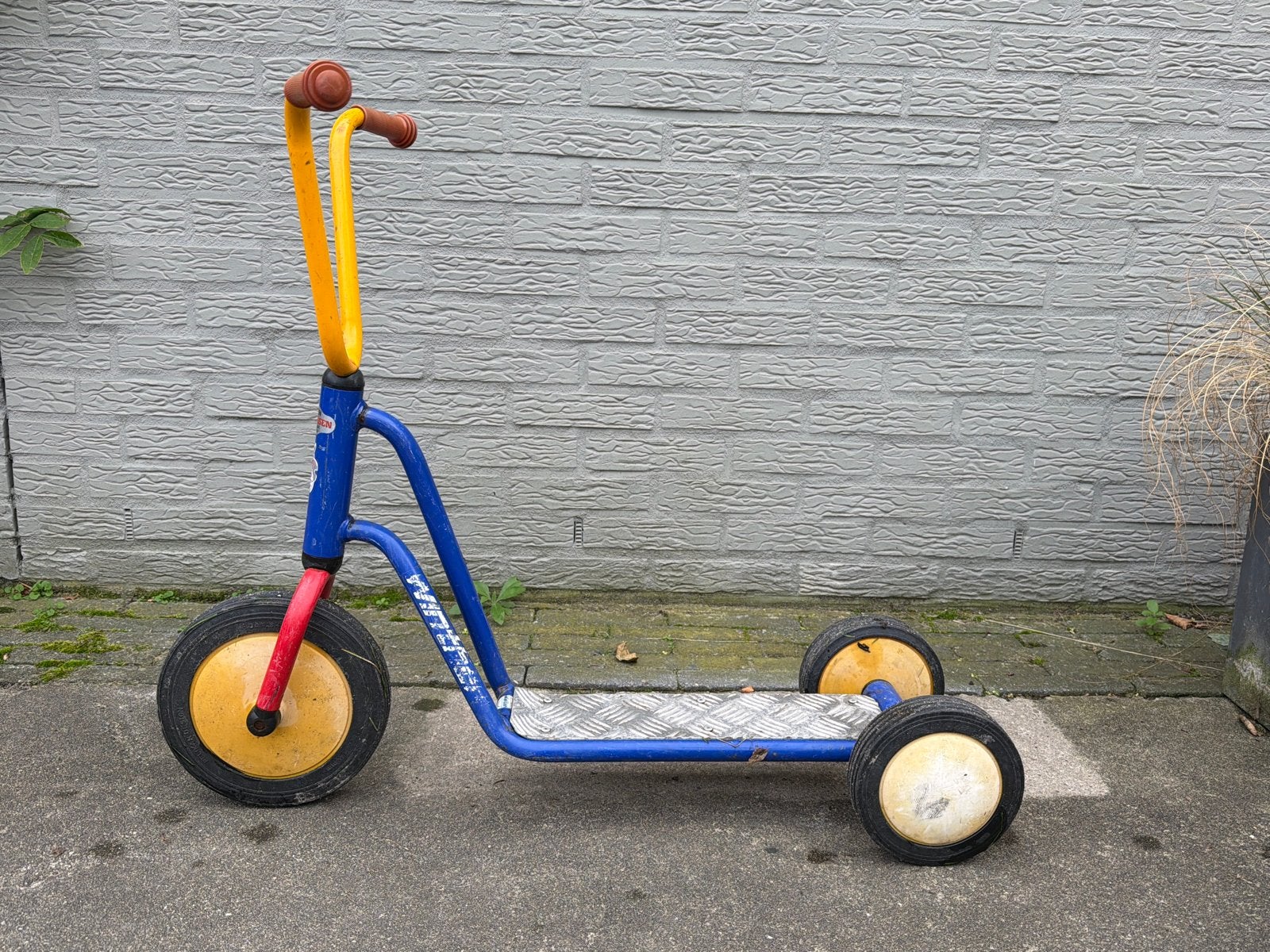 Stevige driewieler step voor kinderen - Blauw/Geel, Fietsen en Brommers, Ophalen, Gebruikt, Gewone step