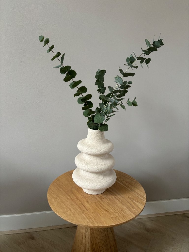 Vaas H&M home keramiek beige creme, Ophalen of Verzenden, Zo goed als nieuw, Beige, Steen/keramiek