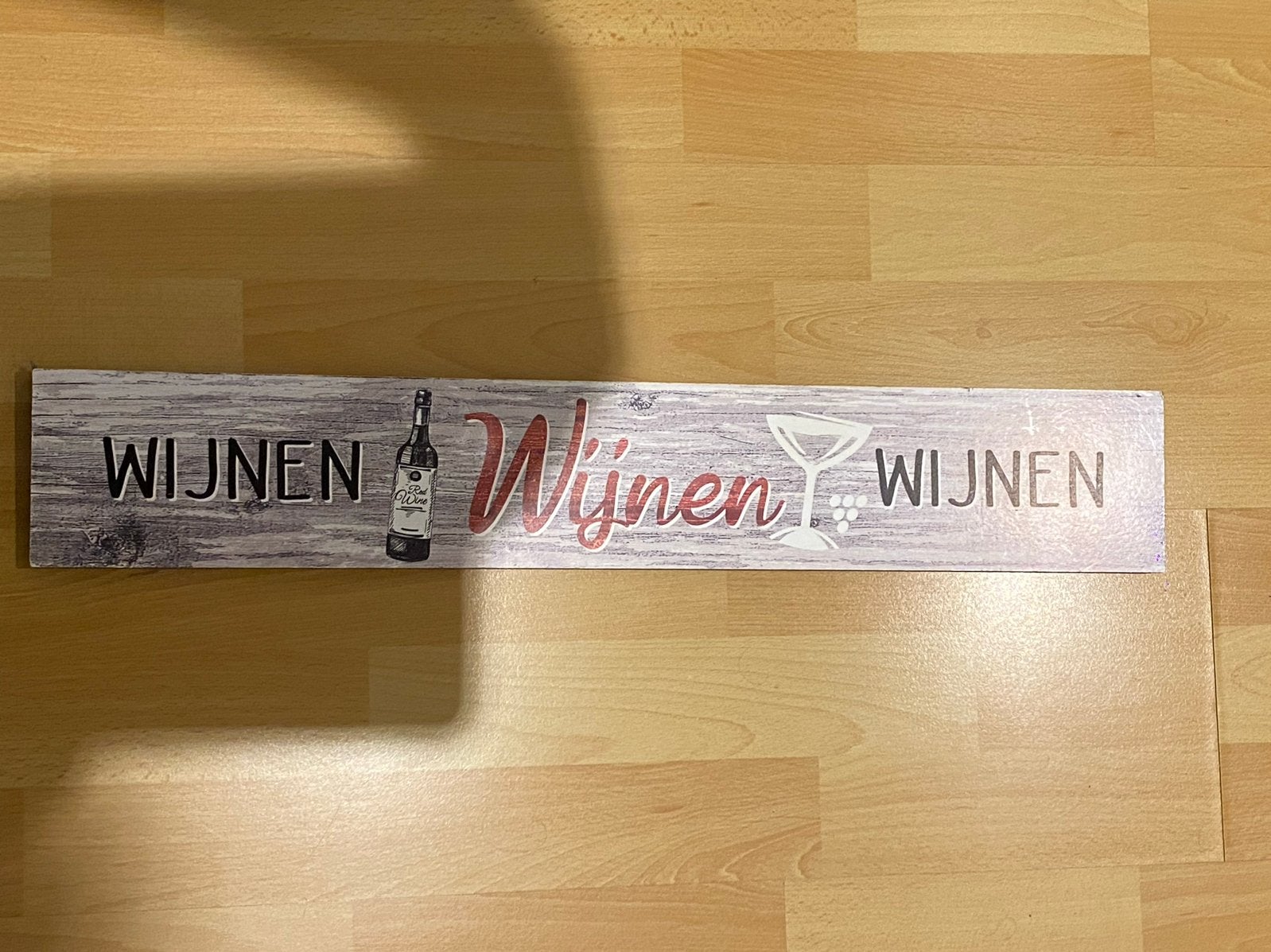 Wanddecoratie 'Wijnen Wijnen Wijnen' - Hout, Gebruikt, Hout, Meerkleurig, Decoratieobject