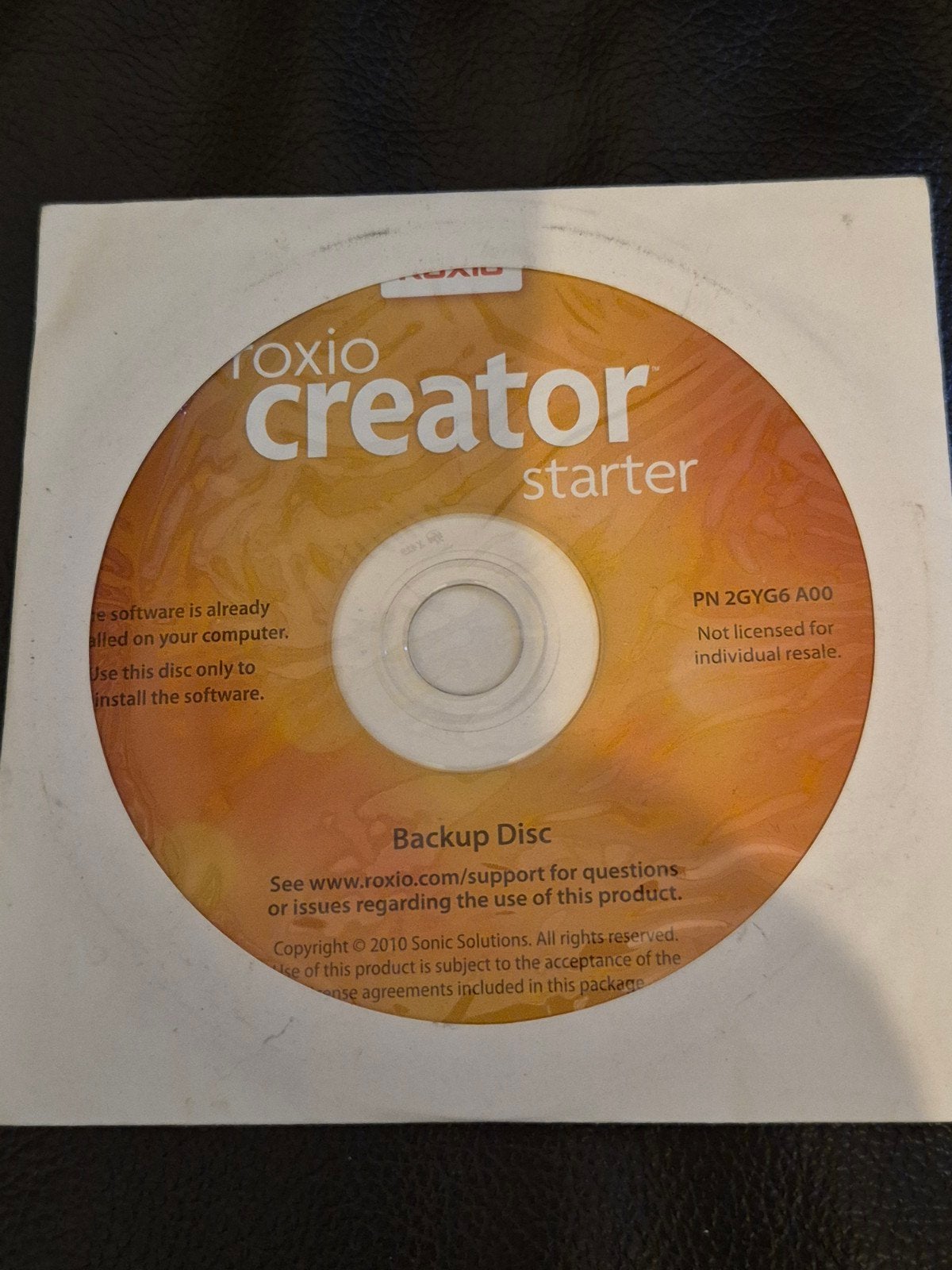 Roxio Creator Starter Backup Disc - Dell P/N 0GYD9F, Computers en Software, Ophalen of Verzenden, Zo goed als nieuw, Windows