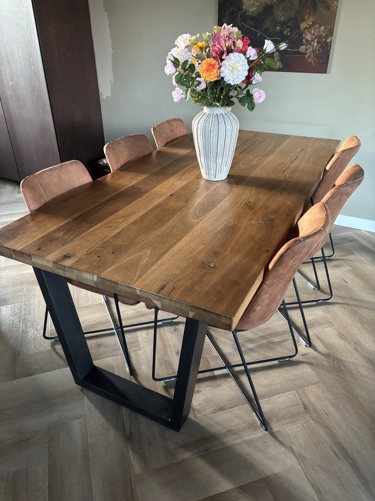 Henders&Hazel Metalox eiken eettafel 200x100cm, Ophalen, Gebruikt, 100 tot 150 cm, Eikenhout