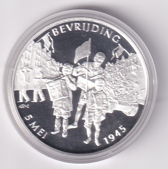 Penning Bevrijding van Nederland 5 Mei 1945 Prachtig Plus, Verzenden, Koningin Beatrix, Zilver, Overige waardes