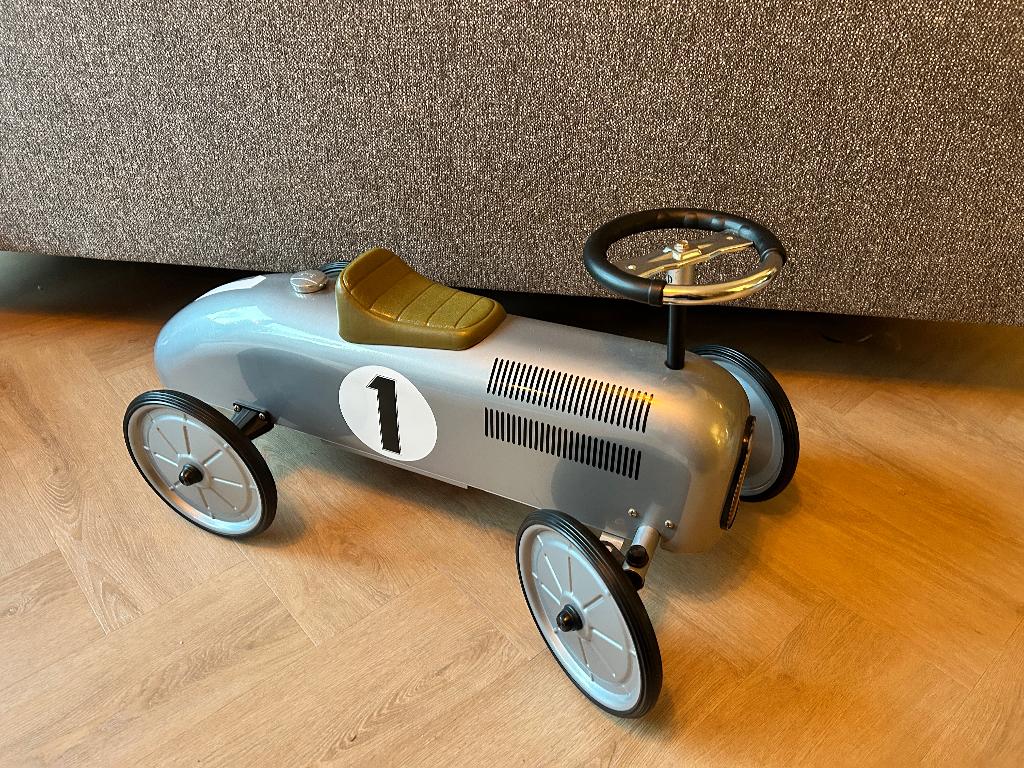 Retro Loopauto Zilver, Kinderen en Baby's, Speelgoed | Buiten | Voertuigen en Loopfietsen, Gebruikt, Ophalen of Verzenden