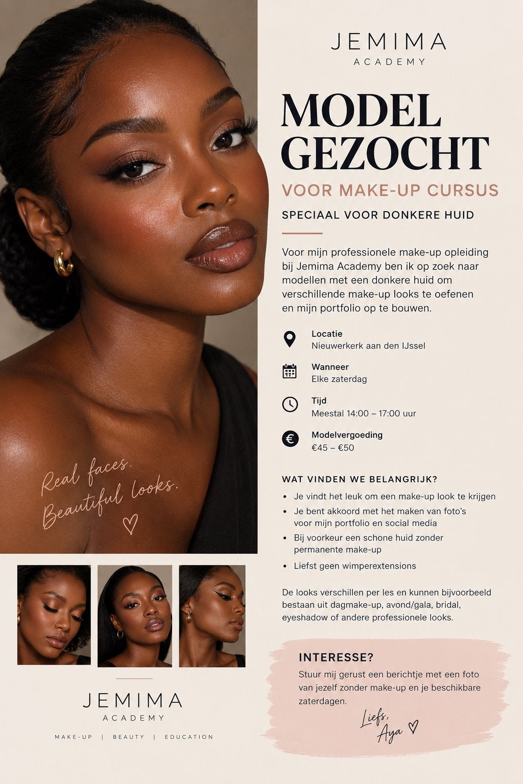 MODEL GEZOCHT (paid) 24 & 31 Okt – MAKE-UP CURSUS