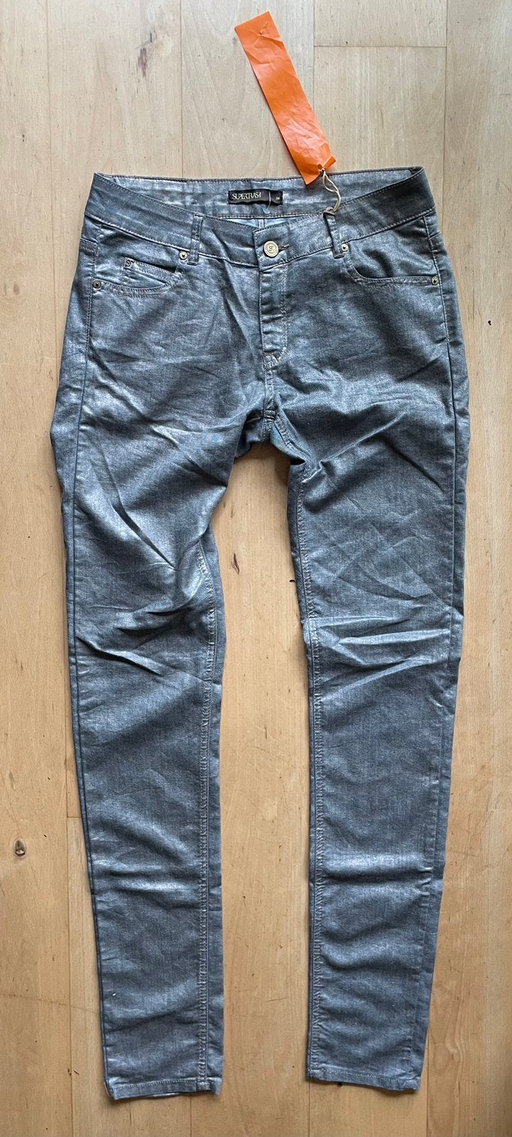 Supertrash peppy brown shine zilver brons jeans W28 L32 - 34, Maat 38/40 (M), Supertrash, Ophalen of Verzenden, Grijs