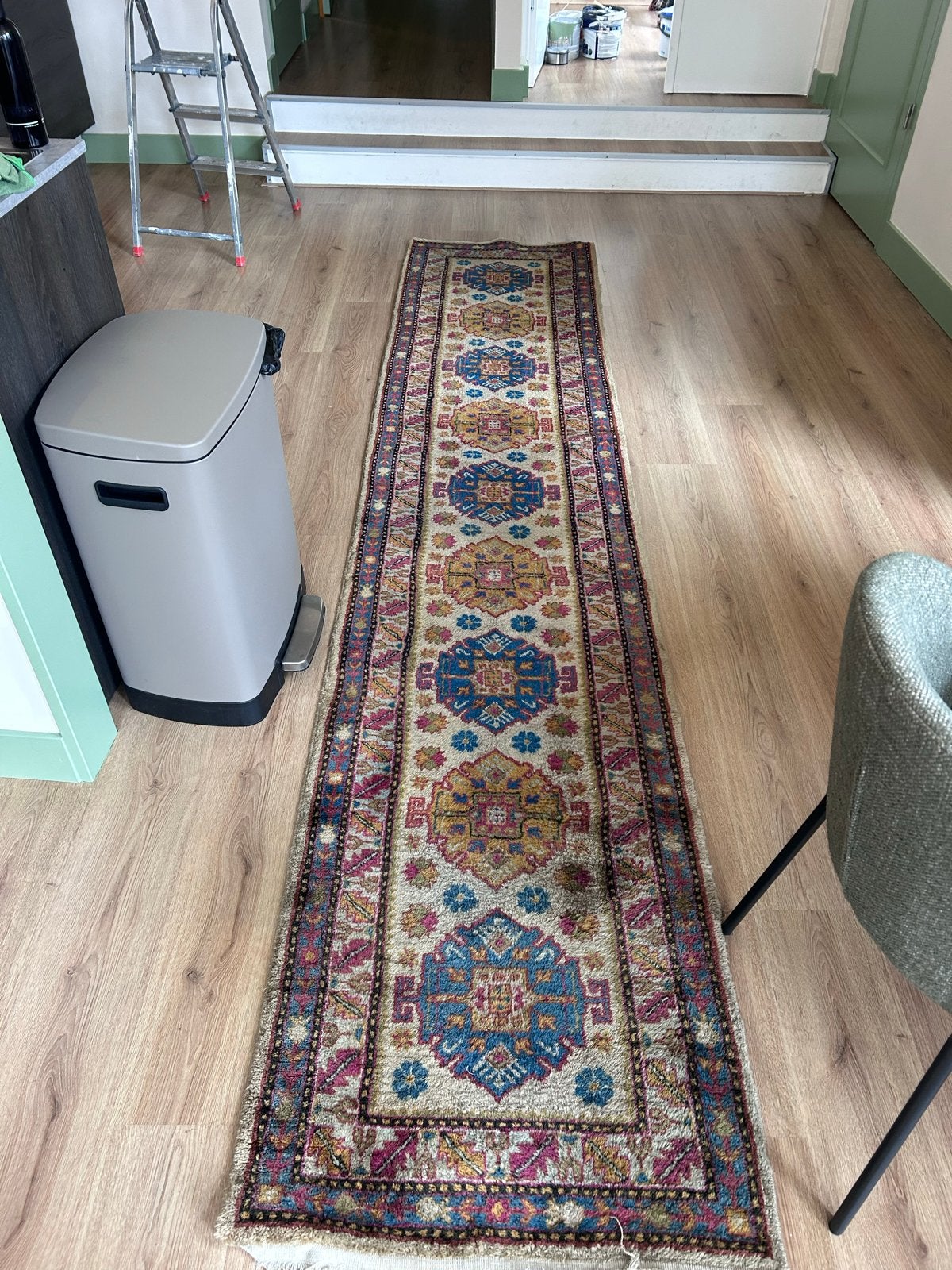 Vintage Oosters Tapijt - Kleurrijke Loper, Ophalen, Minder dan 50 cm, Gebruikt, Blauw