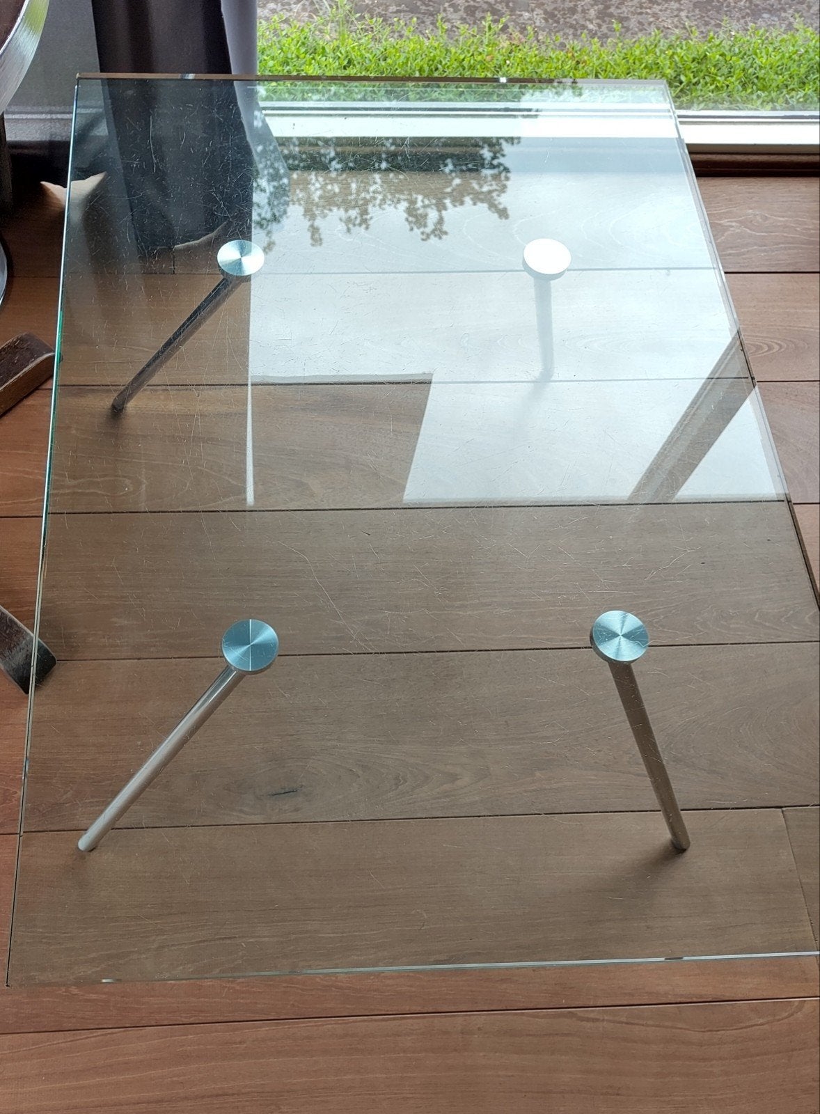 Glazen salontafel 100 x 70, Gebruikt, 100 tot 150 cm, Minder dan 50 cm, Rechthoekig