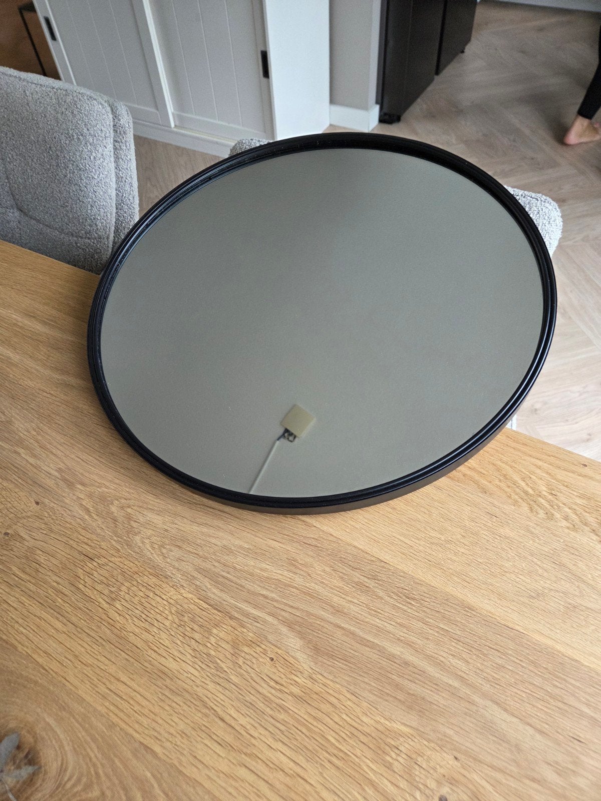 Ronde Zwarte Spiegel - 50cm Diameter, Ophalen, Rond, Zo goed als nieuw, Minder dan 100 cm