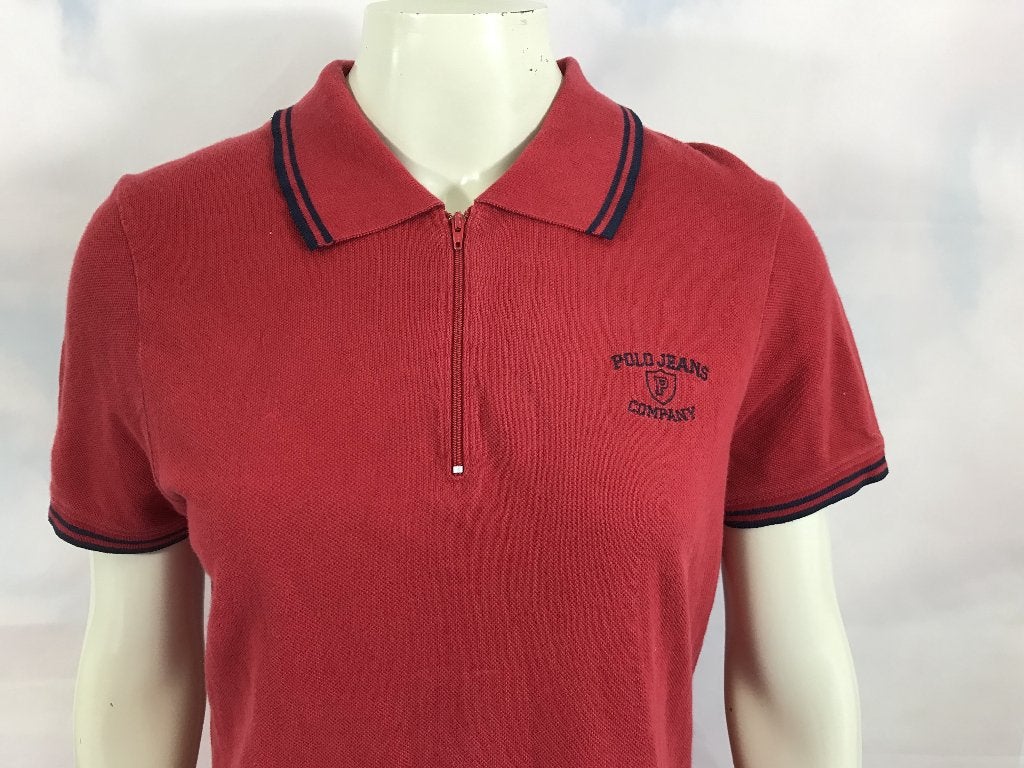 Ralph Lauren polo jeans rode polo jurk maat L (1C2), Tweedehands verkoop, Ophalen of Verzenden, Boven de knie, Rood