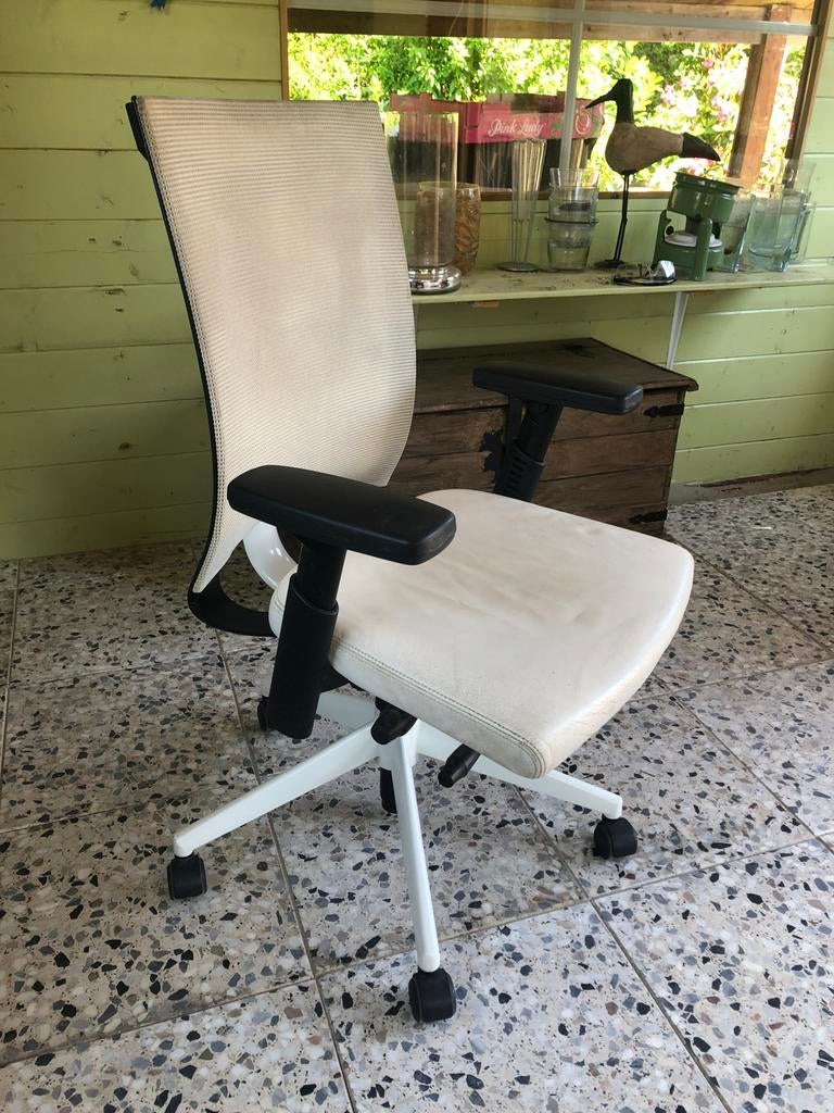 bureaustoel Haworth Bureaustoel (Leder) – Zit heerlijk!, Ophalen, Ergonomisch, Gebruikt, Wit