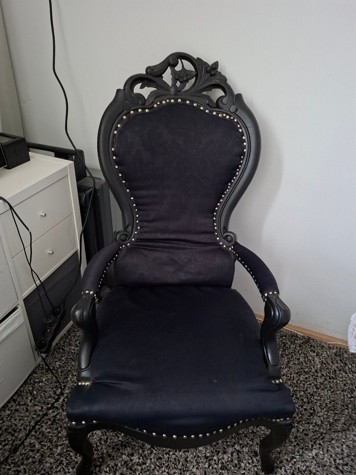 Zwarte Barok Fauteuil met Nagels, Ophalen of Verzenden