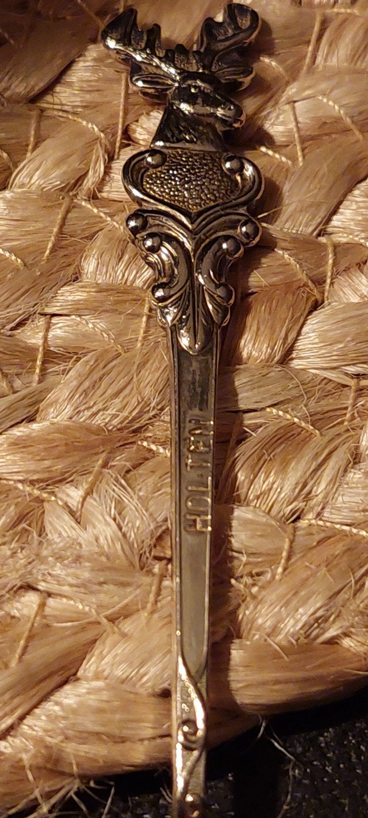 OUD VERZILVERD LEPELTJE HERT HOLTEN, Antiek en Kunst, Ophalen of Verzenden