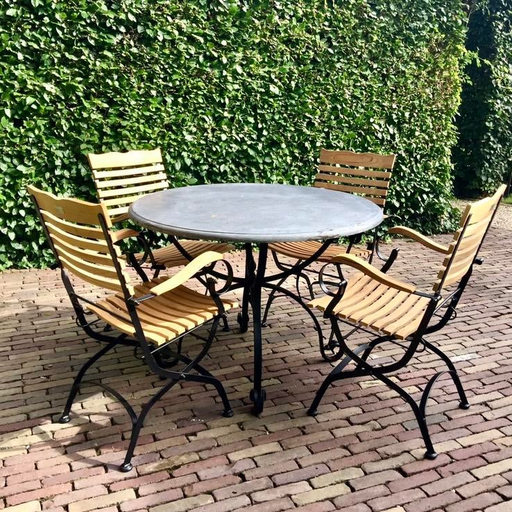 * gietijzer Tuintafel smeedijzeren tafel hardstenen blad, Ophalen, Nieuw, Overige materialen, Tuinset